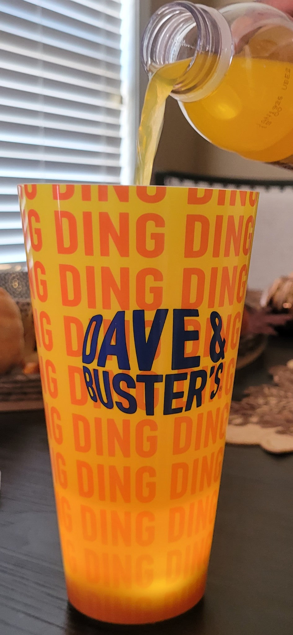 Dave & Buster's Ding Ding LED Light Up, 7" - 24 oz Cup, Orange or Blue, New!