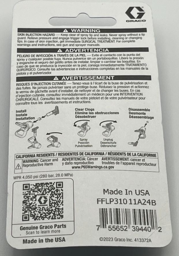 Genuine Graco FFLP310 Fine Finish Low Pressure Reversible Spray Tip, RAC X, New!