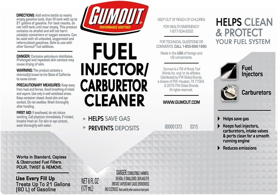 GUMOUT Fuel Injector / Carburetor Cleaner (12 oz)