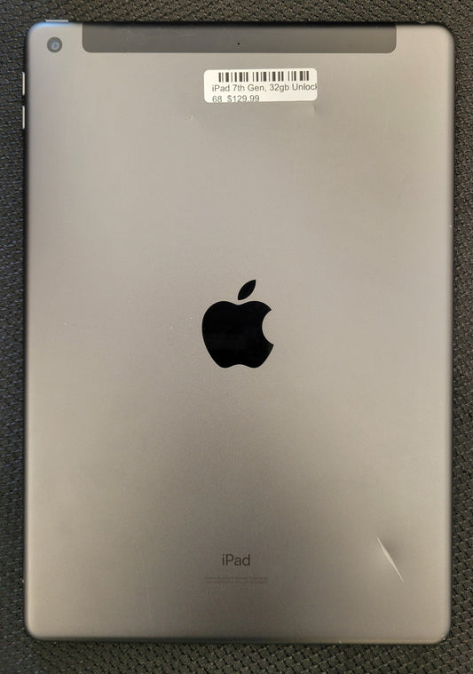 Apple iPad 7th Gen, 32gb, Unlocked - Space Gray - WiFi & Cellular
