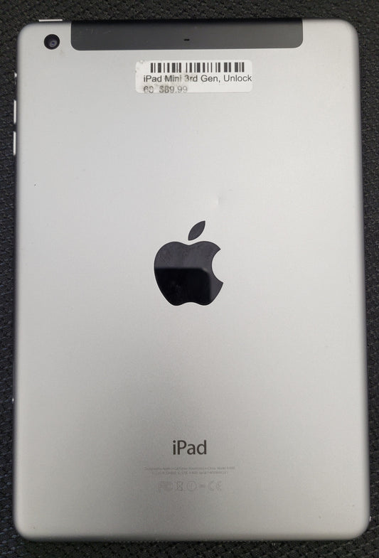 Apple iPad Mini 3rd Gen, Unlocked - Space Gray - WiFi & Cellular