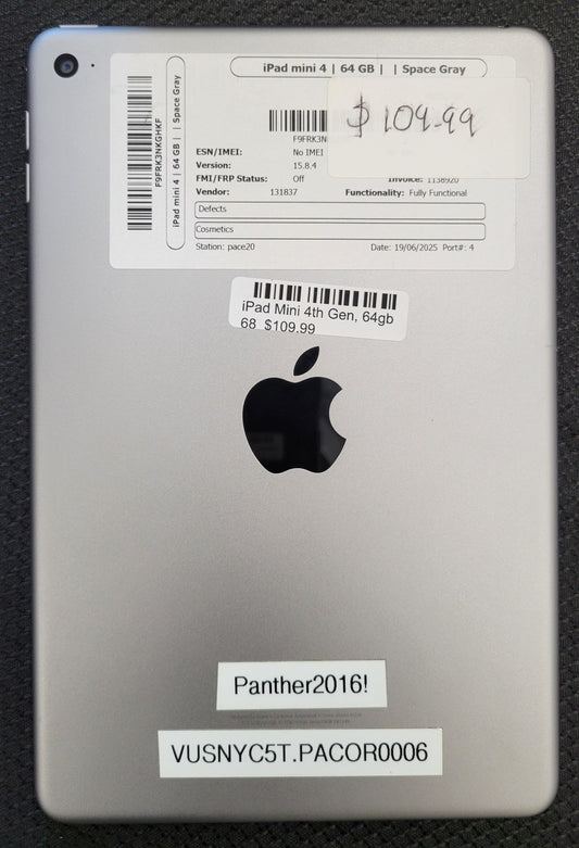 Apple iPad Mini 4th Gen, 64gb - WiFi