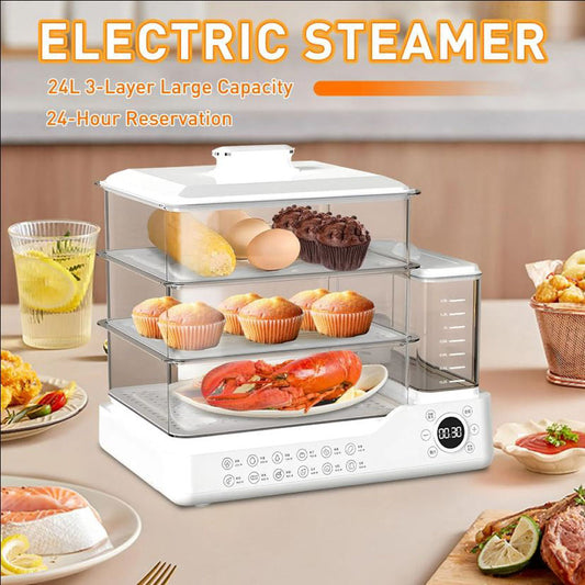 Imidox 3 Tier, 24L / 25QT Electric Food Steamer, Commercial Stainless Steel, New