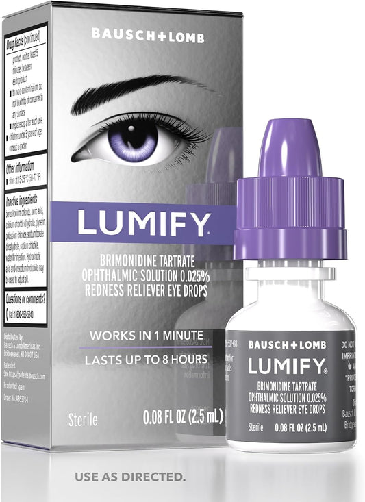 Lumify Redness Reliever Eye Drops, (2 Pack .16 oz), 8hrs Relief, Exp. 11/26