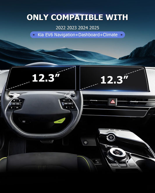 Luwu Tempered Glass Screen Protector for 2022-2025 Kia EV6, Dash & Nav Coverage