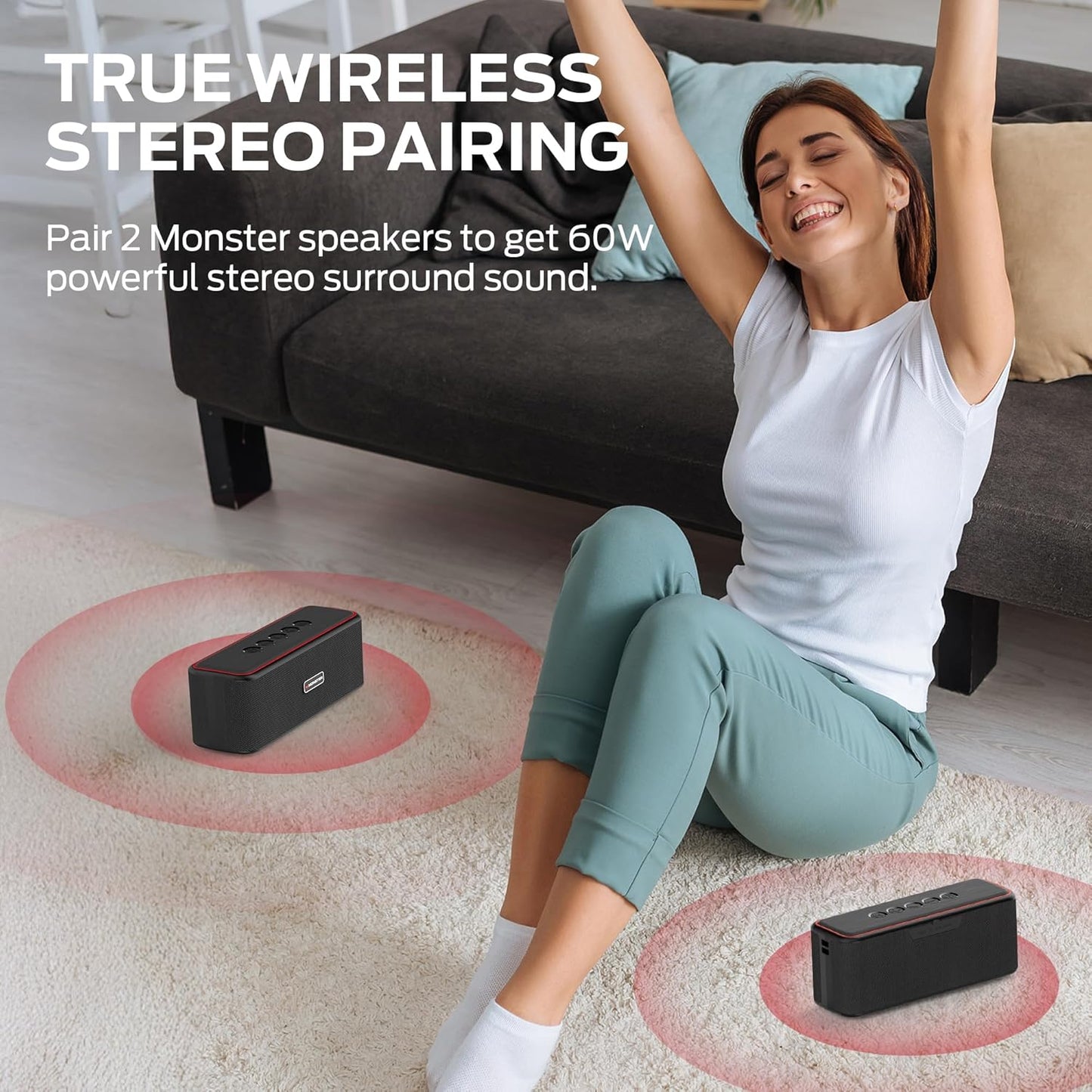 Monster Shock Plus Bluetooth 6.0 Speaker w/ 30W Stereo Sound Plus, Brand New!