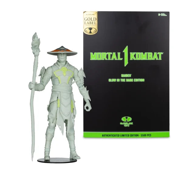 Mortal Kombat Raiden Glow In The Dark Gold Label 7" Action Figure Toy