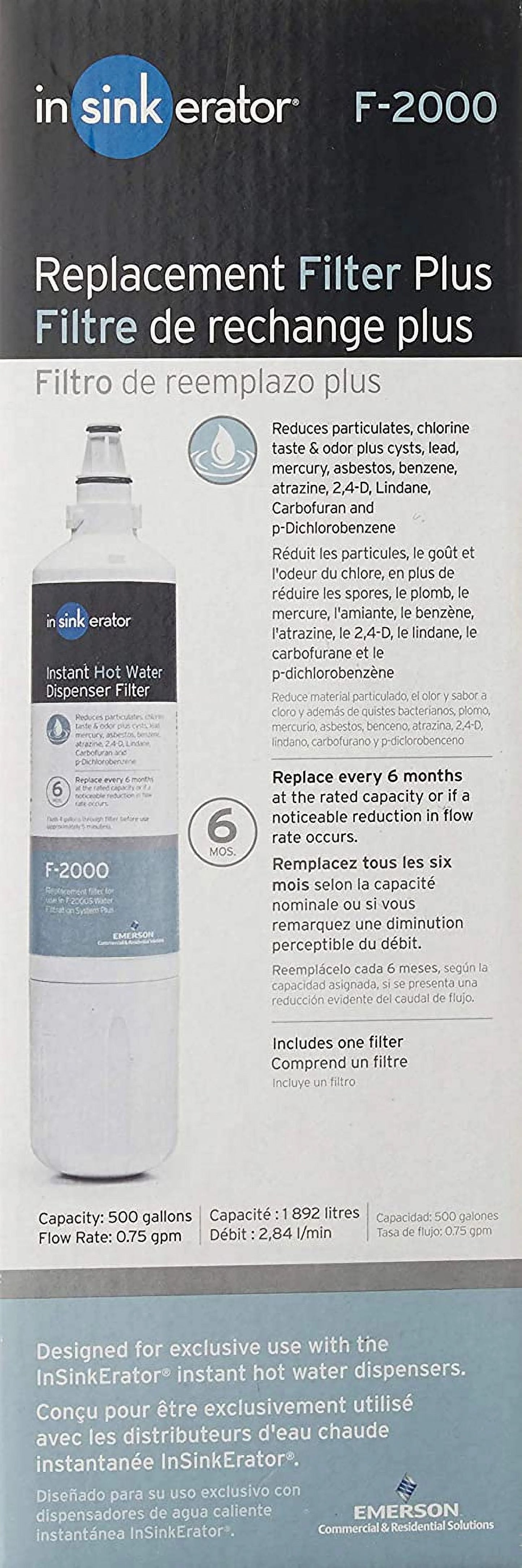 InSinkErator F-2000 Replacement Water Filter Cartridge, 1-Pack NSF Certified New