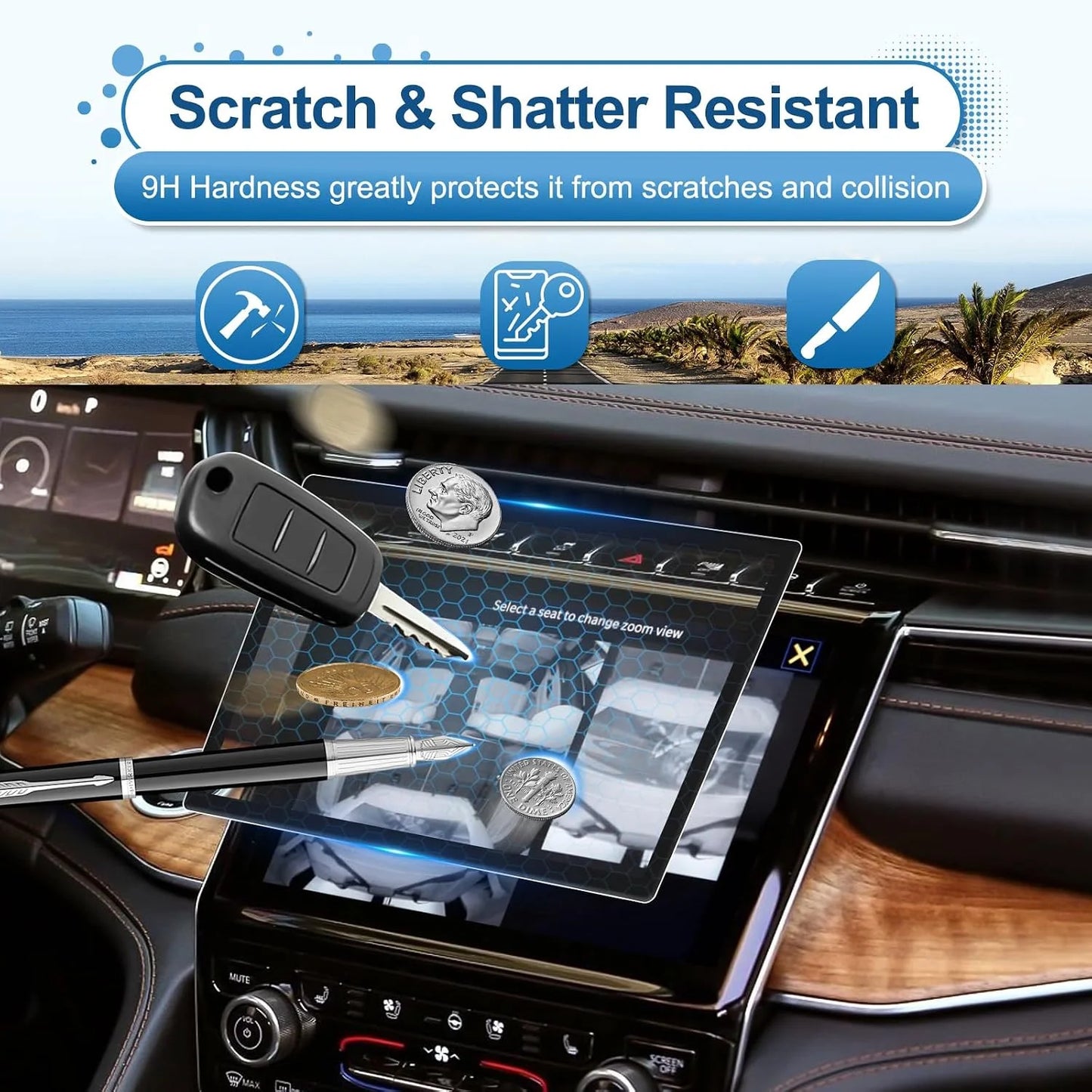 10.1-Inch Screen Protector for 2022-2025 Jeep Grand Cherokee - Tempered Glass - NEW!