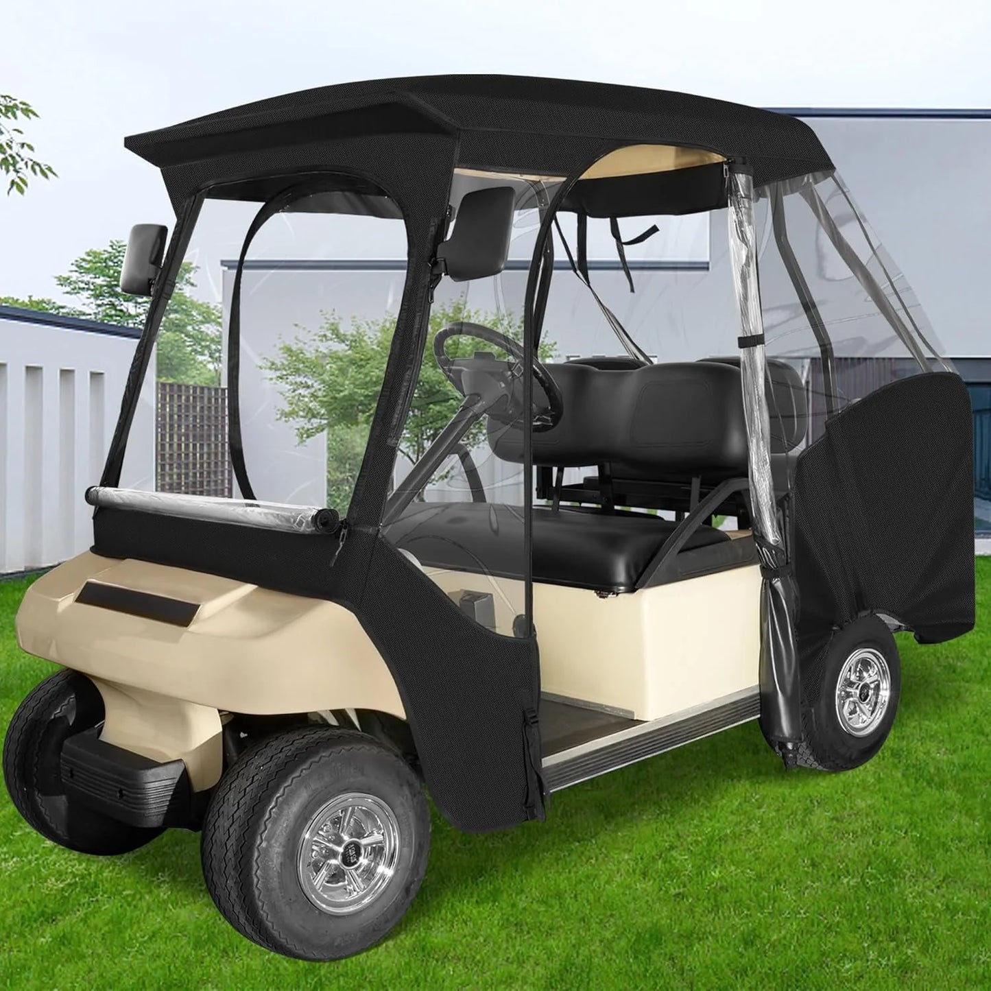 4 Passenger Golf Cart Enclosures for Club Car DS, Waterproof Black Cover - NEW!