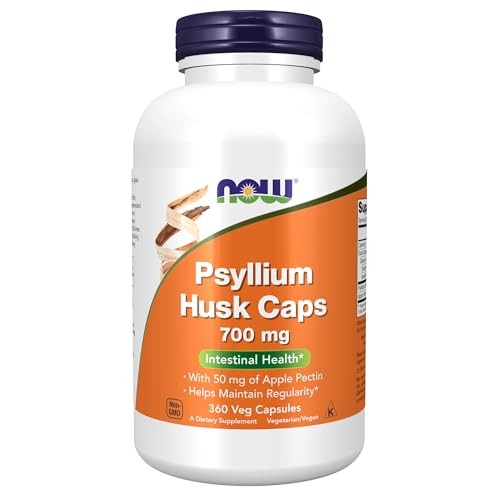 NOW FOODS Psyllium Husk 700 mg, 360 Veg Capsules, Non-GMO, Gluten Free, Keto - exp02/29