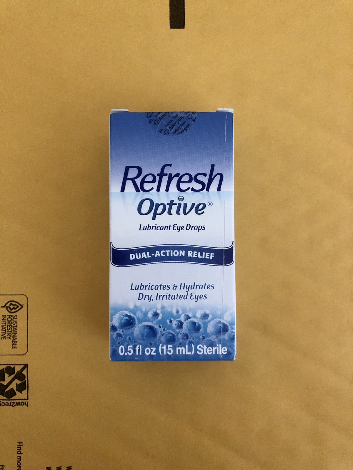 Refresh Optive Lubricant Eye Drops Dual-Action Dry Eye Relief 15 mL Sterile - NEW!