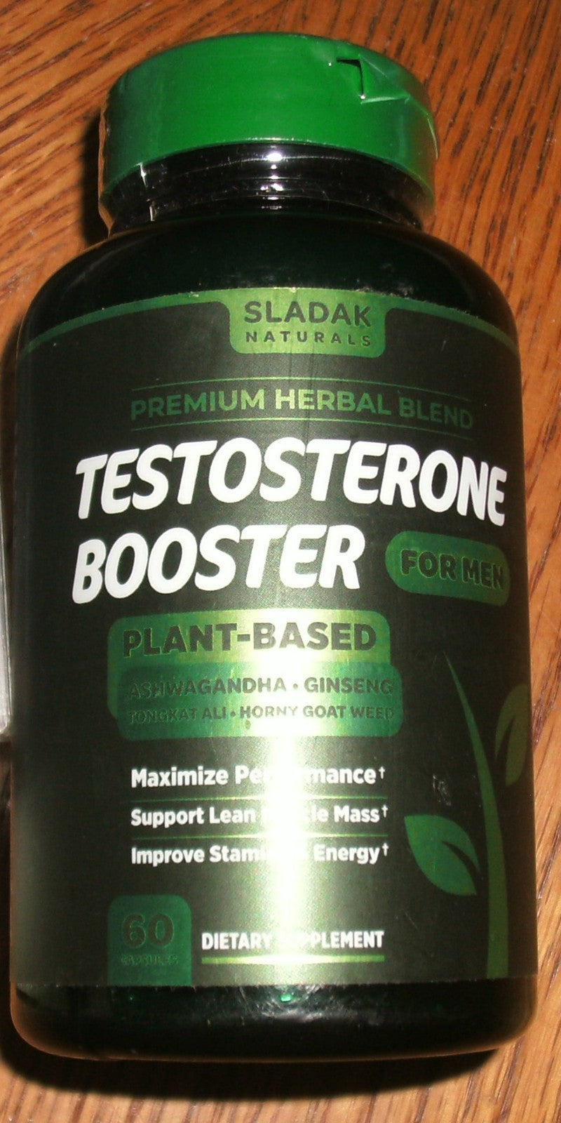Sladak Naturals Testosterone Performance Booster, Plant-Based 60 Capsules - NEW!