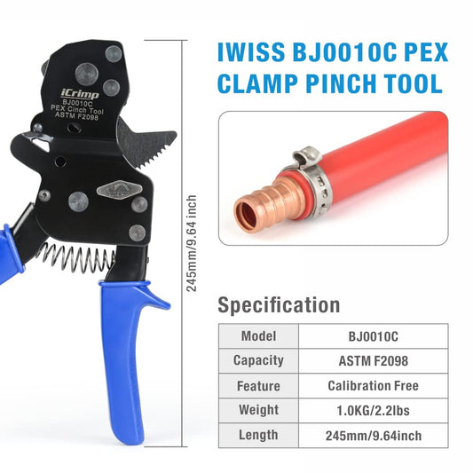 iCrimp F2098 Ratchet PEX Cinch Clamp Tool for 3/8" to 1" Tubing - NEW!