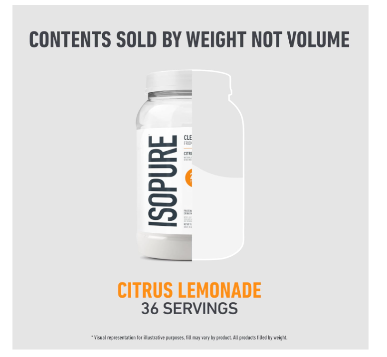 Isopure Clear Whey Isolate Protein Citrus Lemonade 36 Serv Gluten Free - exp.07/27