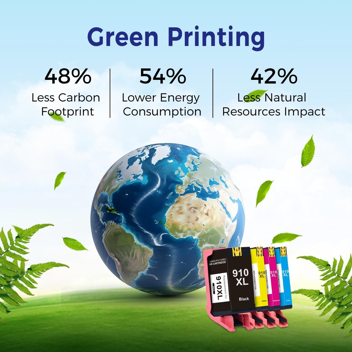 910XL Replacement Ink Cartridges for HP Printers - 4 Pack by MR.INK - NEW!