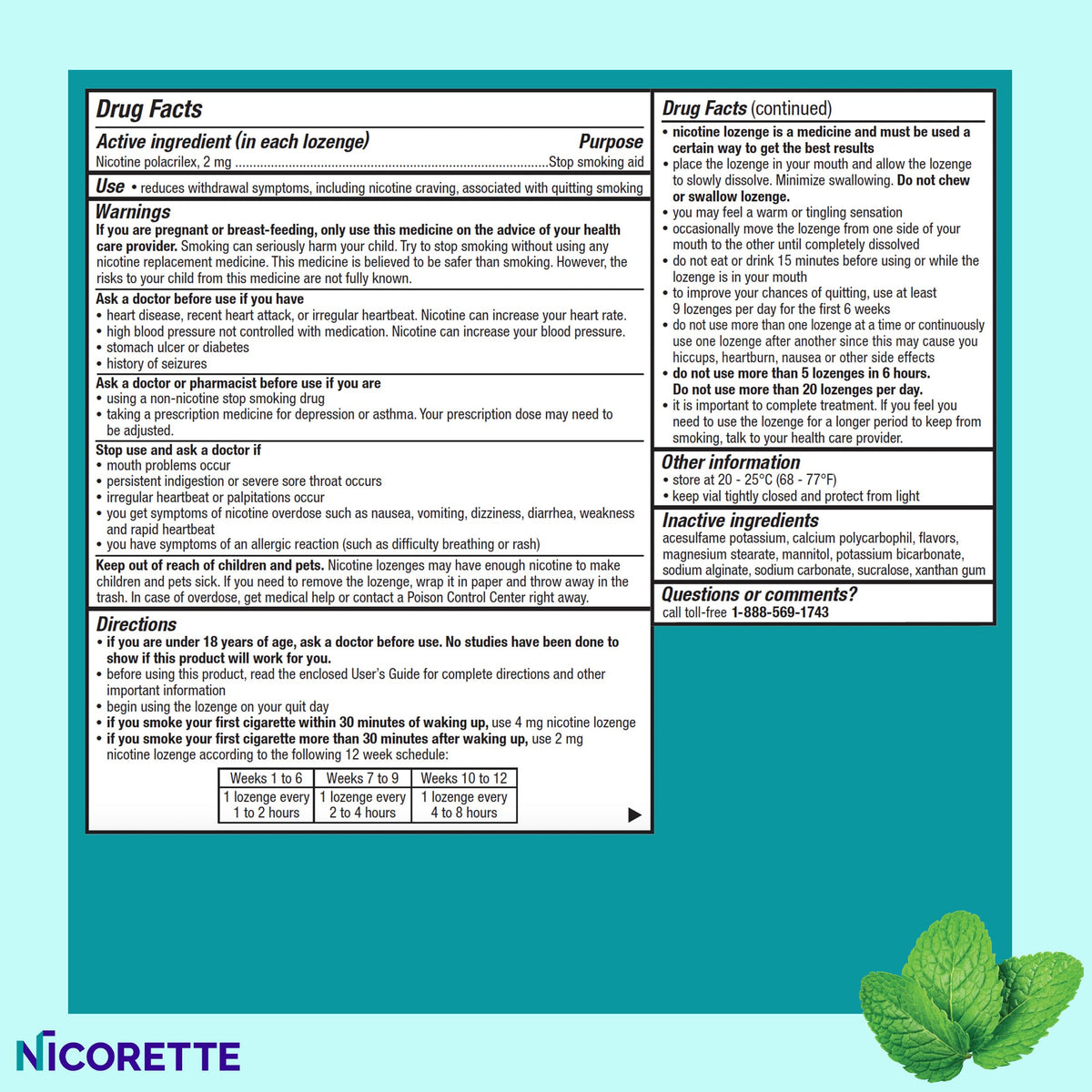 Nicorette Mini Nicotine Lozenges 2mg Mint ,101 Count for Curbing Cravings - exp07/27