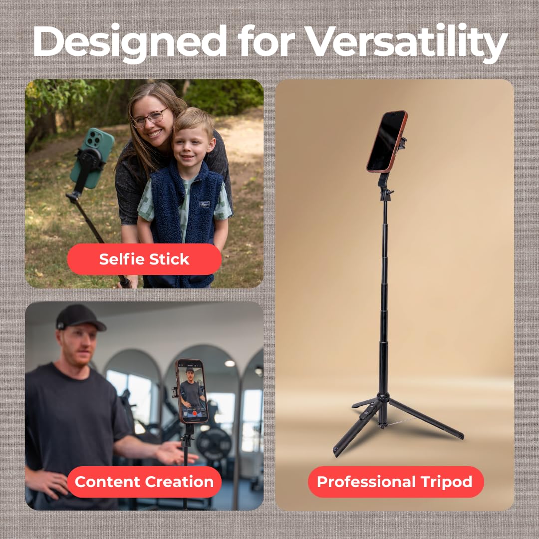Magnetic Tripod & Selfie Stick with Bluetooth Remote Foldable - NEW!