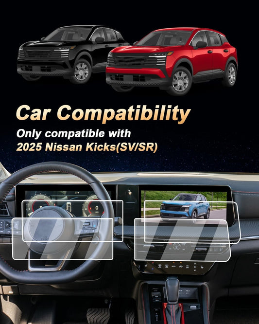 2025 - 26 Nissan Kicks Screen Protector, 12.3 Inch Navigation Anti-Finger, 4 Pcs