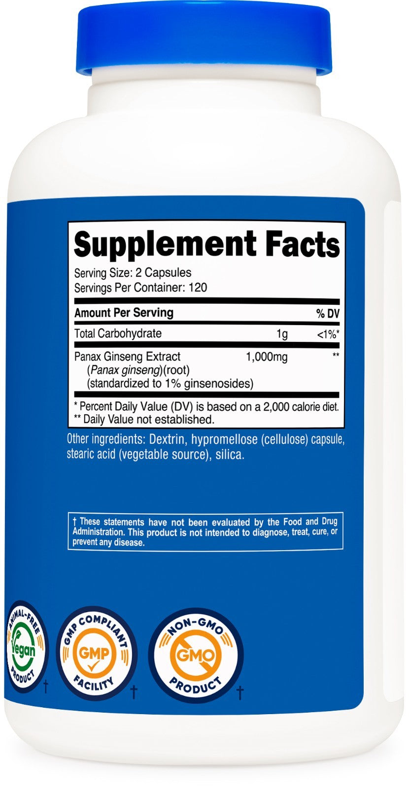 Nutricost Panax Ginseng 1000mg, 240 Capsules- Gluten Free, Non GMO Supplement-exp05/27