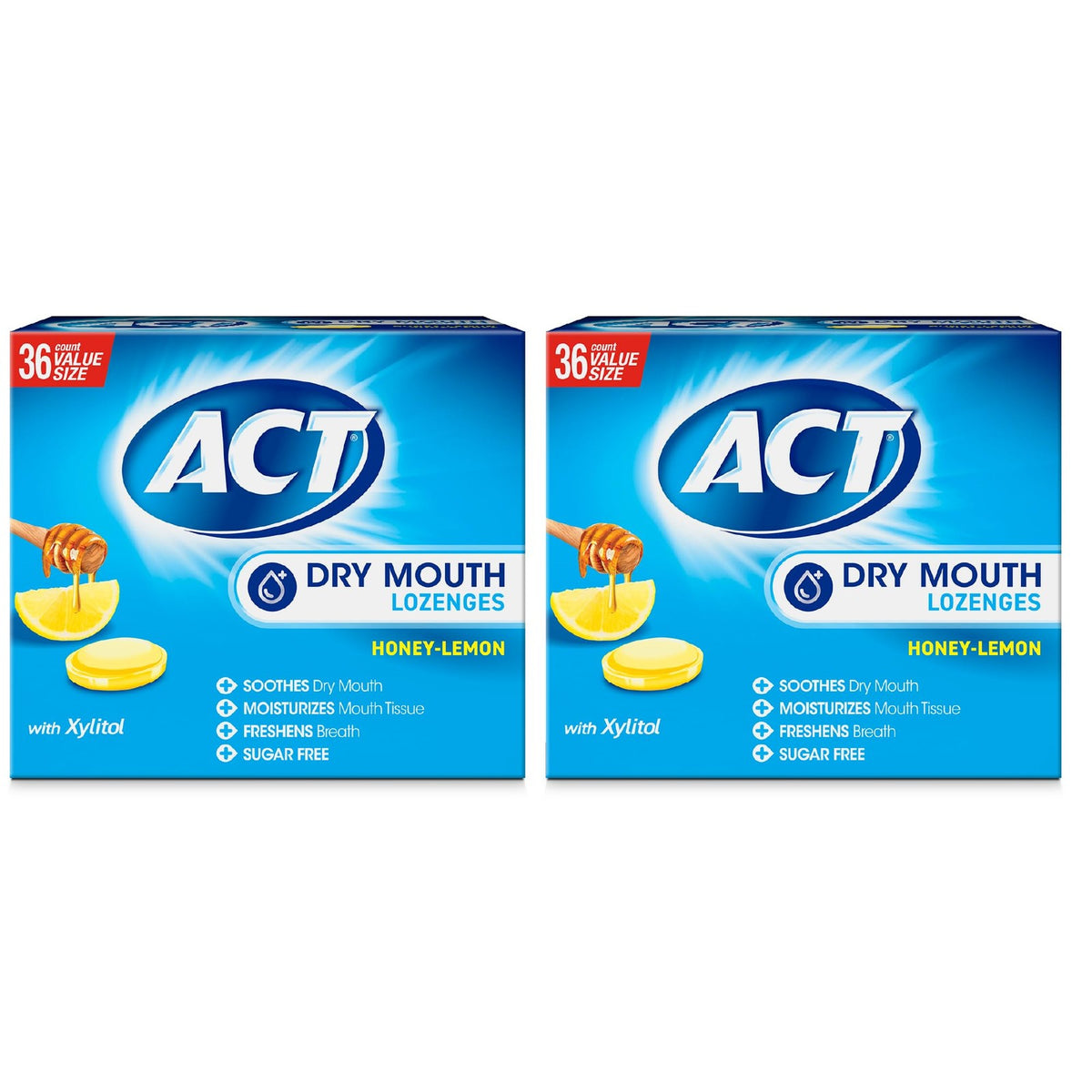 Dry Mouth Lozenges with Xylitol, Honey-Lemon Flavor, 72 Count Pack of 2 - NEW!