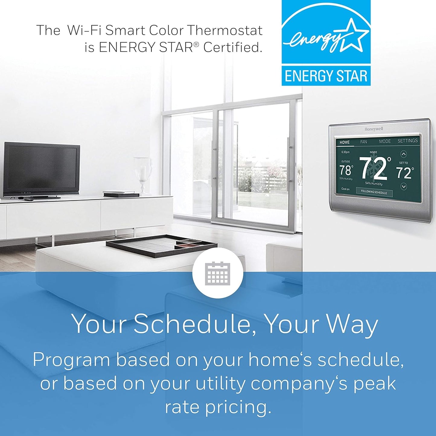 Honeywell Home RTH9585WF Wi-Fi Smart Color Thermostat, 7 Day Programming - New!