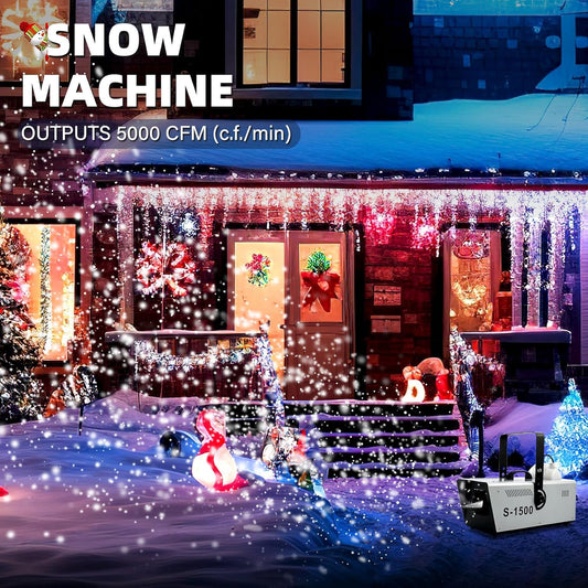 TCFUNDY 1500W Snow Making Machine w/ Wired Remote - for, Stage Effect, Party....