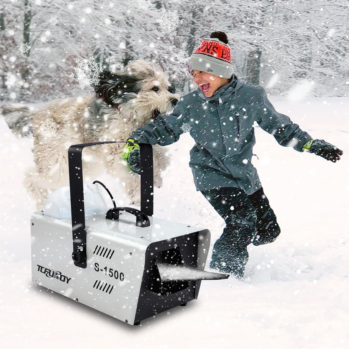 TCFUNDY 1500W Snow Making Machine w/ Wired Remote - for, Stage Effect, Party....