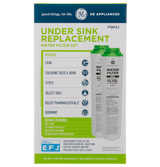 Genuine GE Under Sink Replacement Water Filter (FQK2J) 2 Pack - New, Free Ship!