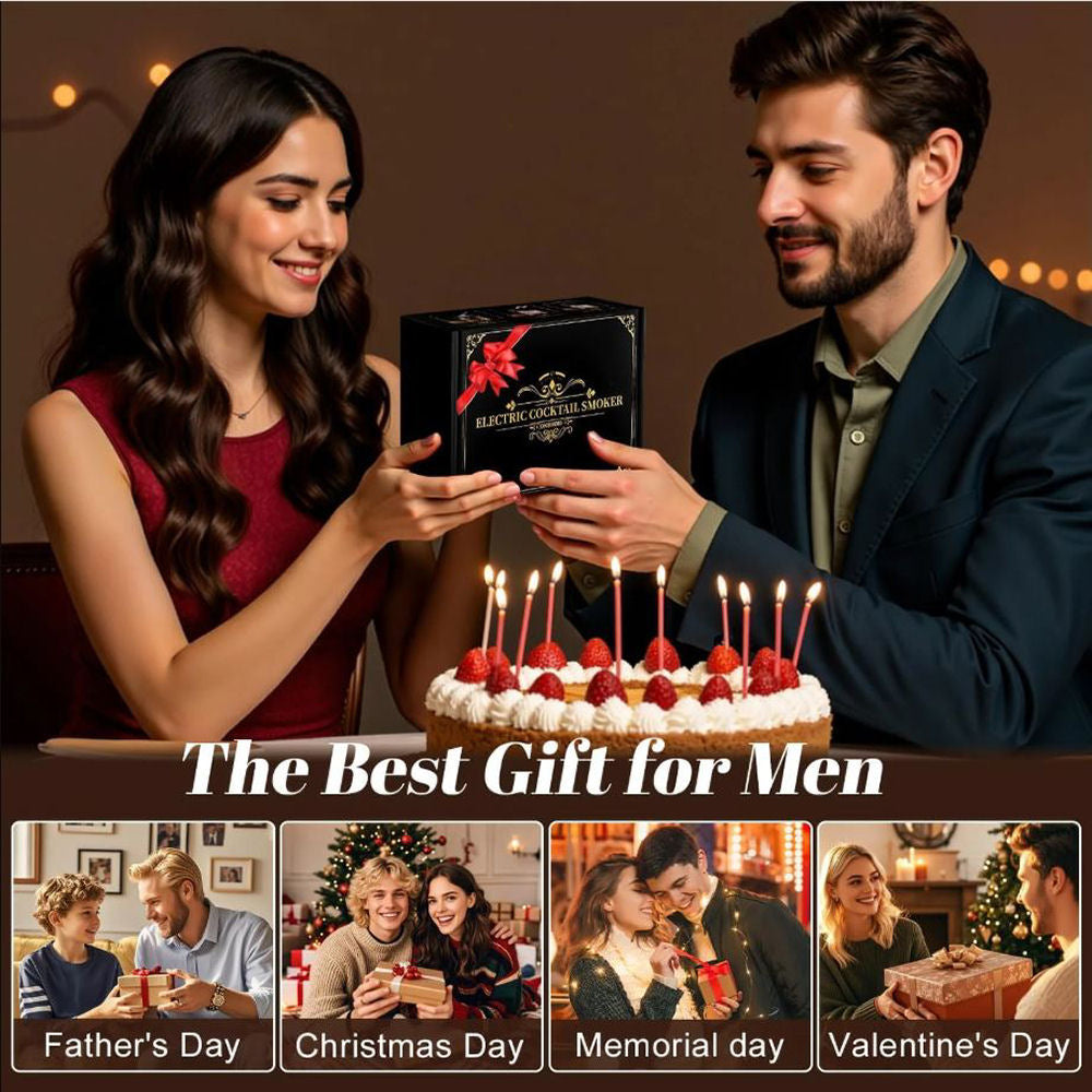 YS-21 Electric Whiskey Smoker w/ 6 Wood Chip Flavors, Rechargeable Lighter, New!