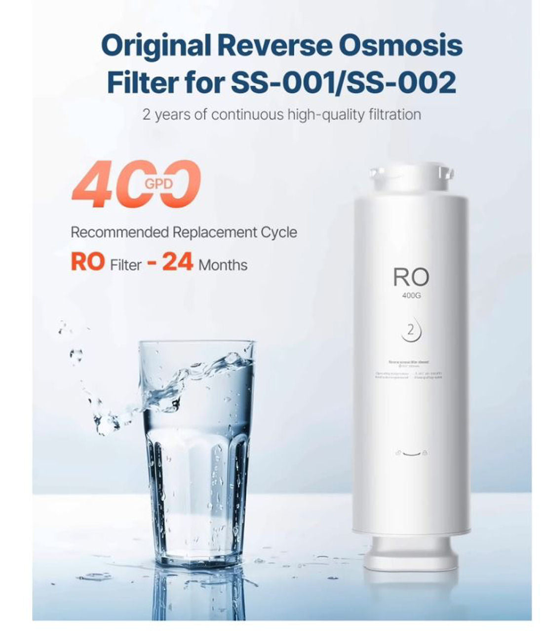 400 GPD Reverse Osmosis System Filter Replacement, SS-001 Sink Water Filter, New