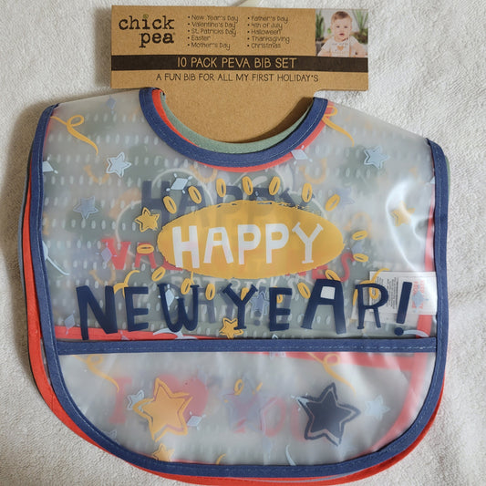 Cutie Pie Baby - Chic Pea 10 Pack Peva Baby Bib Set