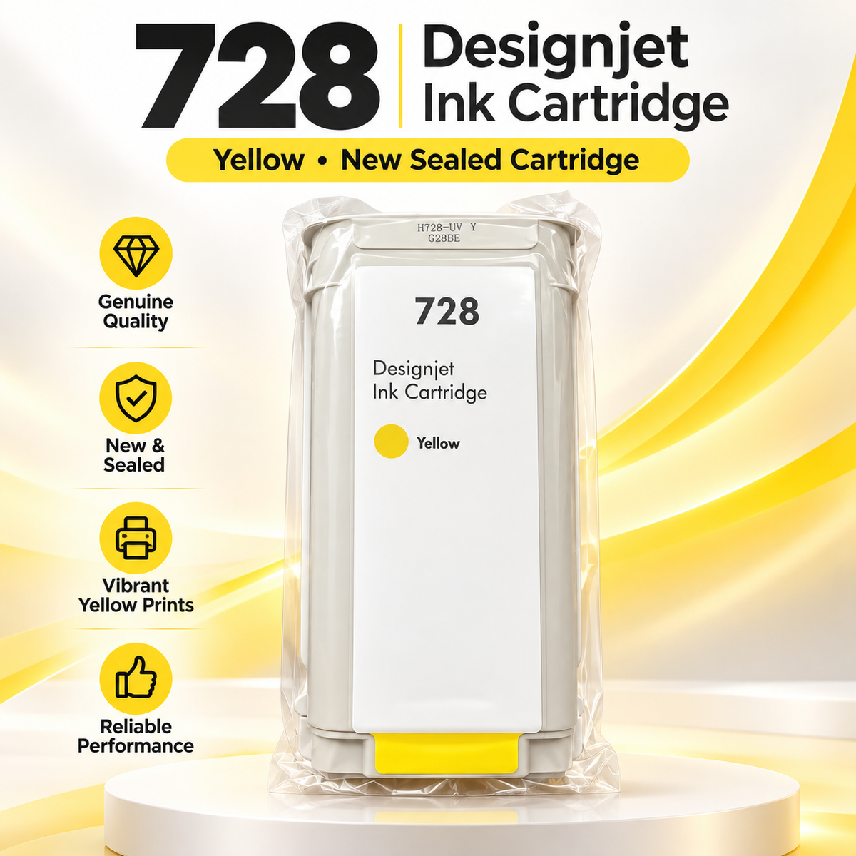 Compatible Yellow Inkjet Cartridge C9373A 130ml for HP DesignJet 72 - NEW!