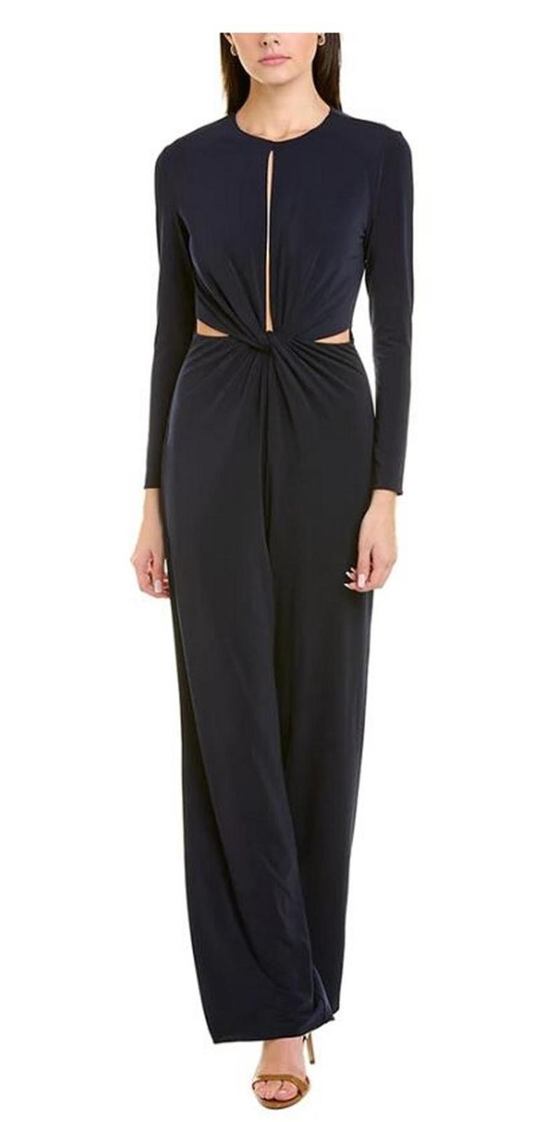 HALSTON EVENING Kathryn Twist Cutout Jumpsuit, Navy - Brand New - Free Shipping!