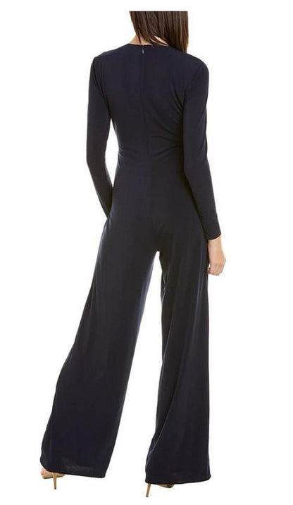 HALSTON EVENING Kathryn Twist Cutout Jumpsuit, Navy - Brand New - Free Shipping!