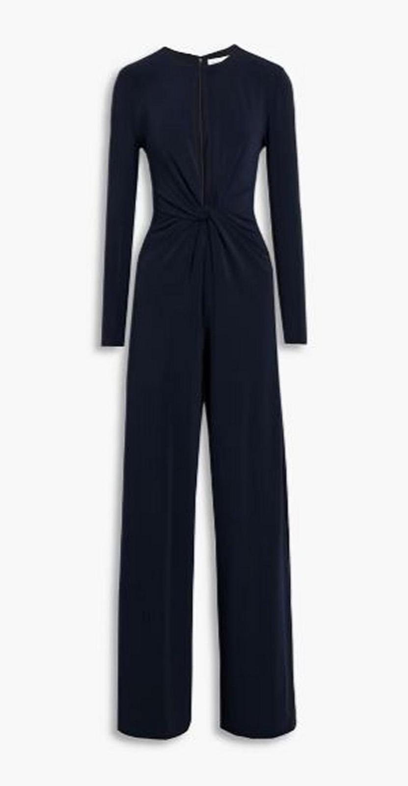 HALSTON EVENING Kathryn Twist Cutout Jumpsuit, Navy - Brand New - Free Shipping!