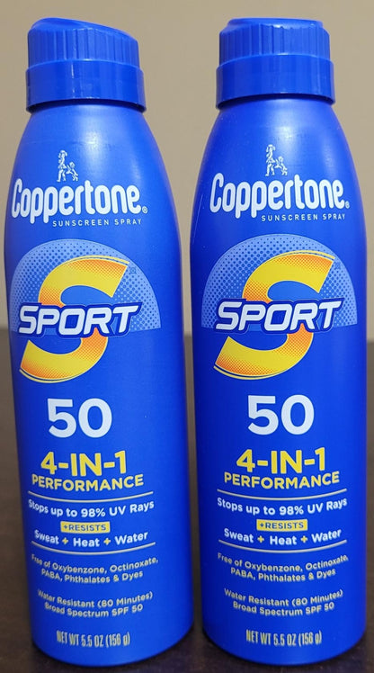 Coppertone Sport SPF 50 Sunscreen Spray (2 Pack, 5.5 oz ea) Free Ship! Exp. 4/25