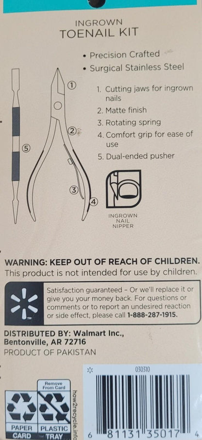 Equate Beauty Ingrown Toenail Clipper Kit (2 Pack) - New! - Free Shipping!