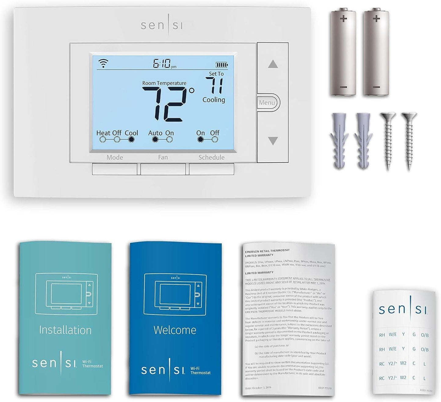 Emerson Sensi Touch Wi-Fi Smart Thermostat - White (ST55U), New (Open Box)