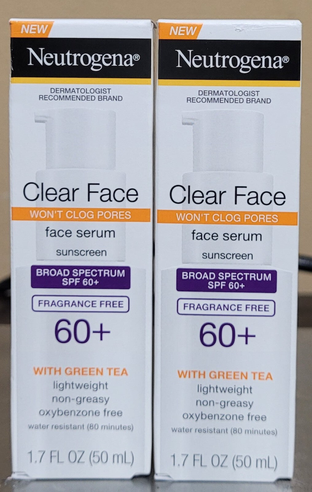 Neutrogena Clear Face Serum Sunscreen (2 Pack, 1.7 oz ea), Exp. 12/26, Free Ship