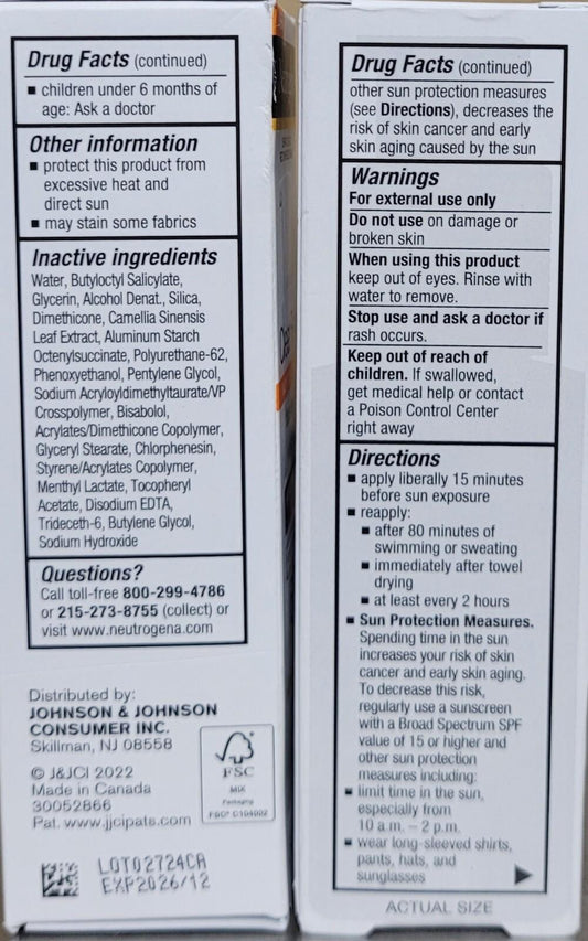 Neutrogena Clear Face Serum Sunscreen (2 Pack, 1.7 oz ea), Exp. 12/26, Free Ship