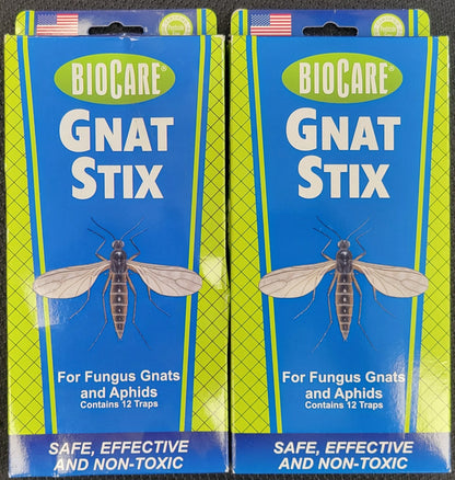 BioCare Gnat Stix Insect Traps for Gnats & Aphids,  12 Traps ea, New, Free Ship!