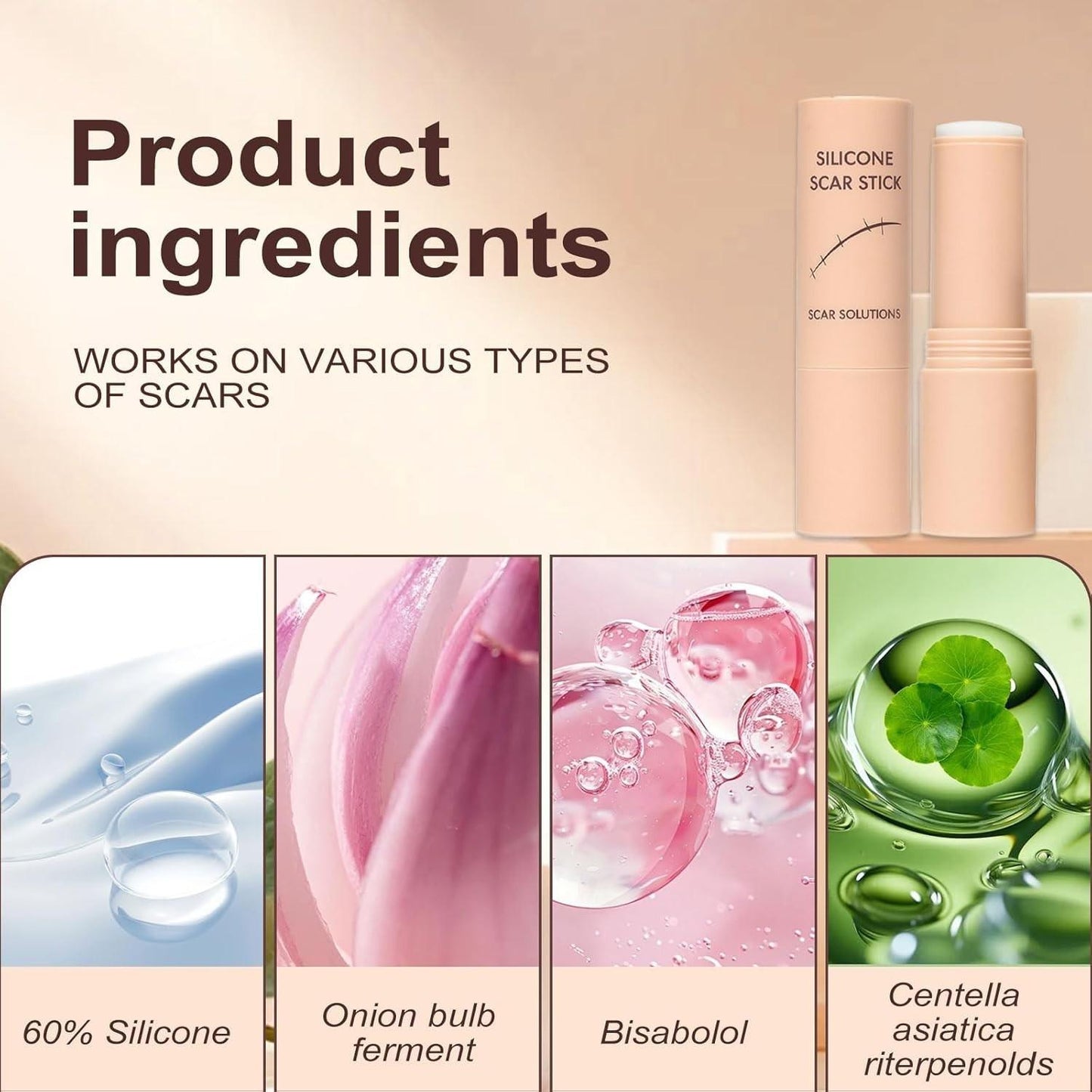 Scar Solutions Silicone Scar Stick,60% Silicone - Face & Body, (2 Pk) -Exp. 7/28