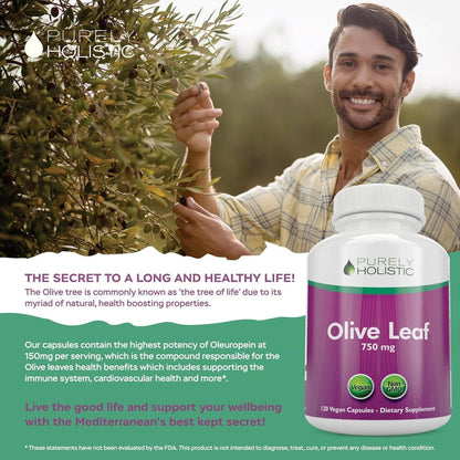 Purely Holistic Olive Leaf Extract, 750 mg, 120 capsules - Free Shipping!