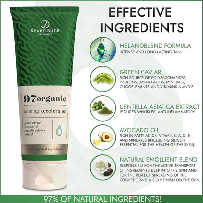 Seven Suns 97 Organic Tanning Accelerator, Tan Lotion, 8.5 oz/250 ml, Free Ship!