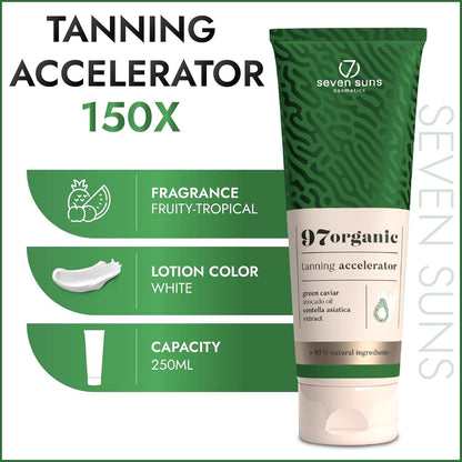 Seven Suns 97 Organic Tanning Accelerator, Tan Lotion, 8.5 oz/250 ml, Free Ship!