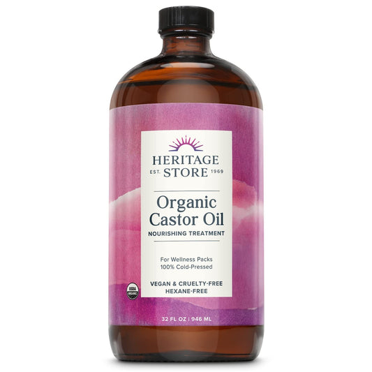 Heritage Store Organic Castor Oil, 32 fl oz / 946 ml, Exp. 9/27 - Free Shipping!