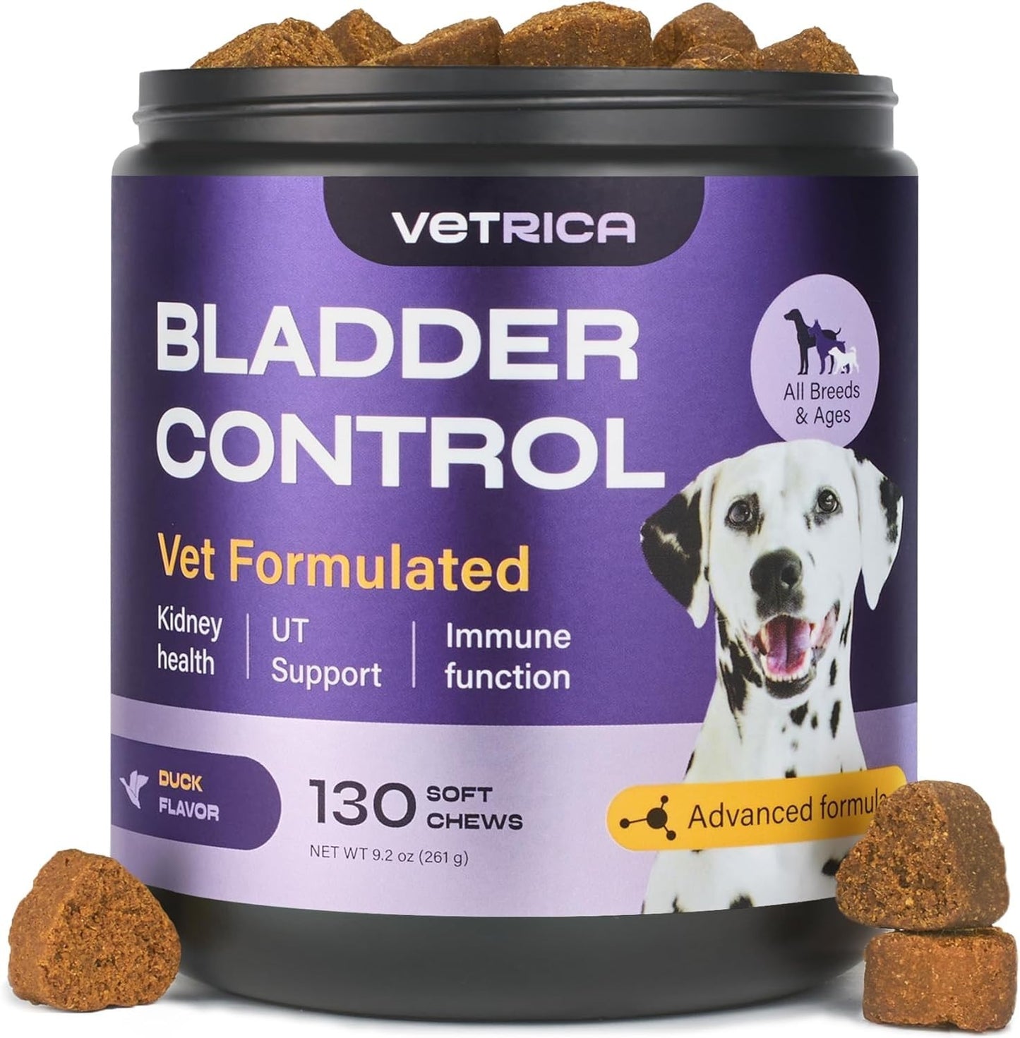 Vetrica Bladder Control Supplement for Dogs, Duck Flavor, 130 count, Exp. 1/26