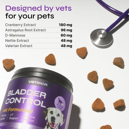 Vetrica Bladder Control Supplement for Dogs, Duck Flavor, 130 count, Exp. 1/26