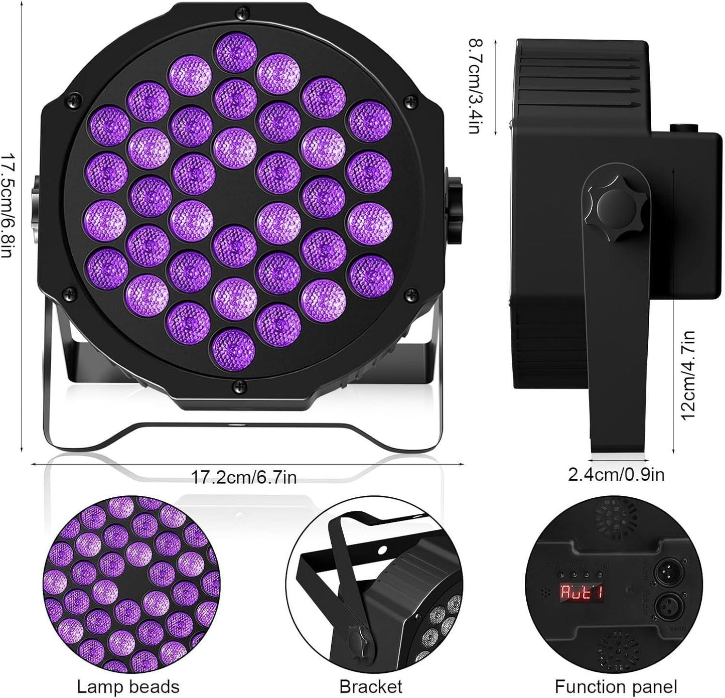 U`King 36 LED Lights, 72W UV Blacklights Stage Lights, ZQ01087, New, Free Ship!